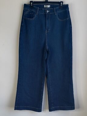 City Chic Dark Blue Wide-Leg Ankle Jeans